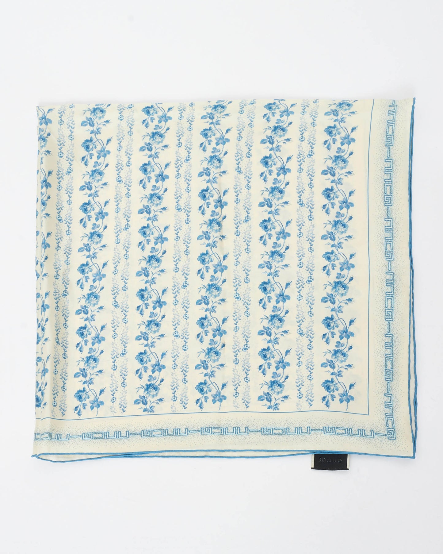 Gucci Blue Floral Silk Square Scarf