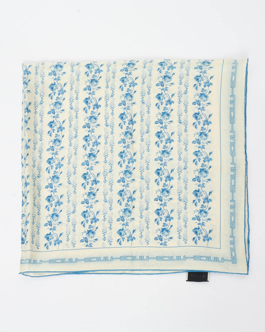 Gucci Blue Floral Silk Square Scarf