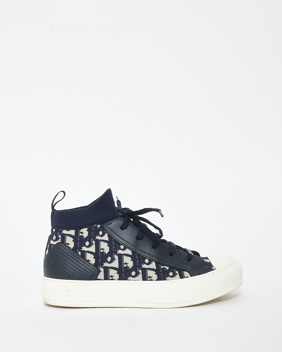 Dior Navy Blue Knit Oblique Walk'N'Dior High Top Sneakers - 37