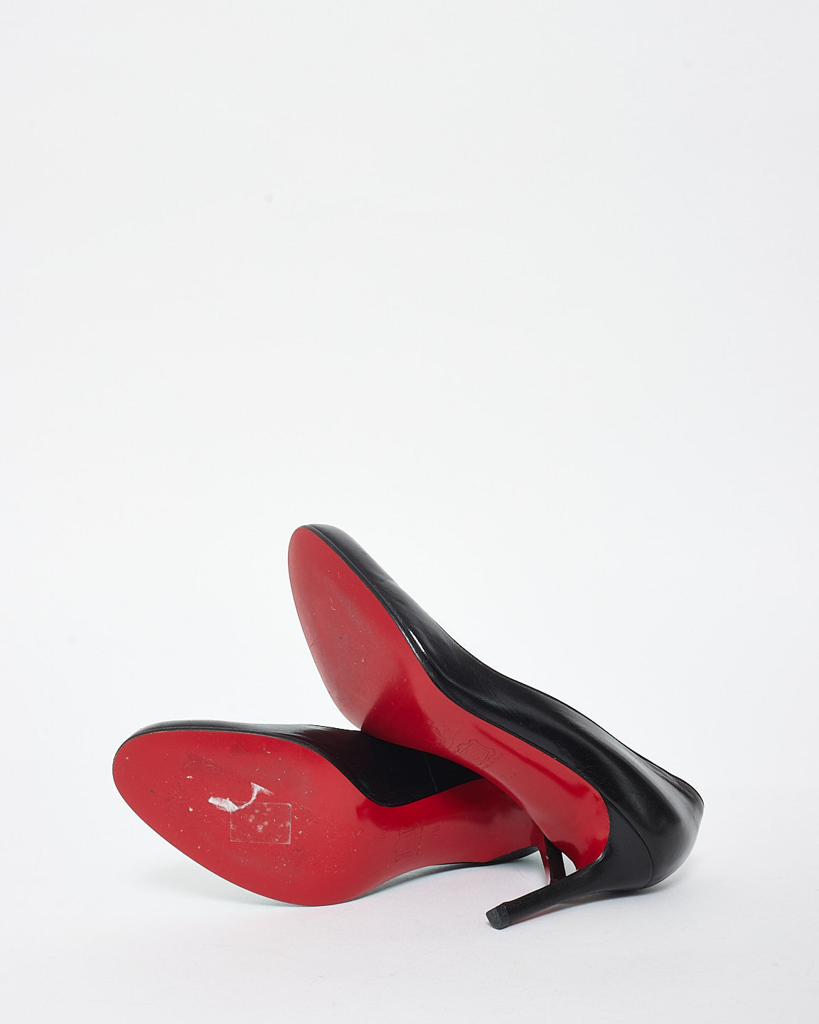 Christian Louboutin Black Leather Round Toe 85MM Pumps - 37.5