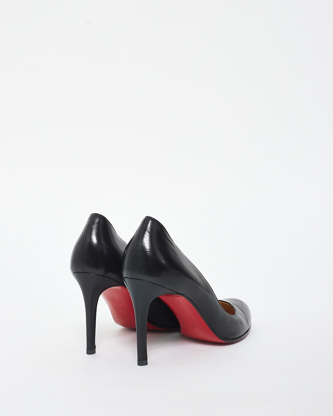 Christian Louboutin Black Leather Round Toe 85MM Pumps - 37.5