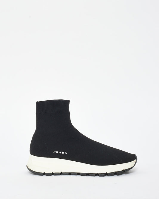 Prada Black Logo Sock Sneakers - 38