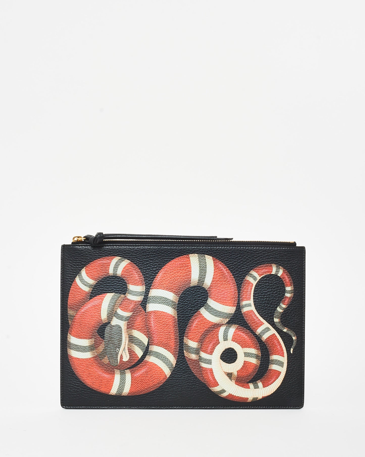 Gucci Black Leather & Red Snake Pouch