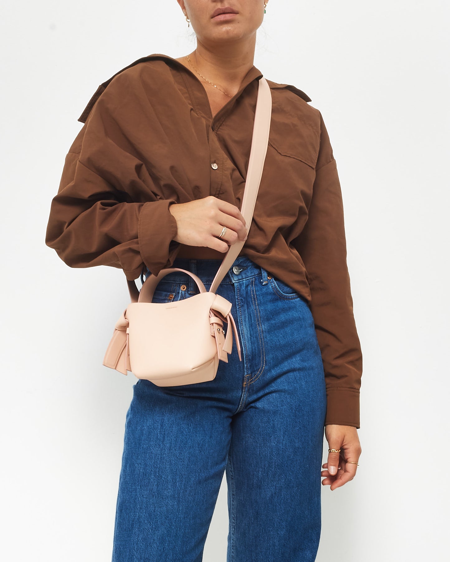 Acne Studios Light Pink Leather Mini Musubi Shoulder Bag