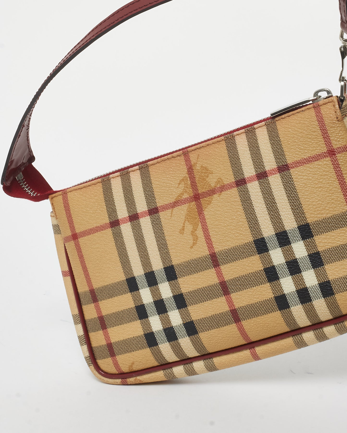 Burberry Coated Canvas Haymarket Check Pochette Shoulder Bag