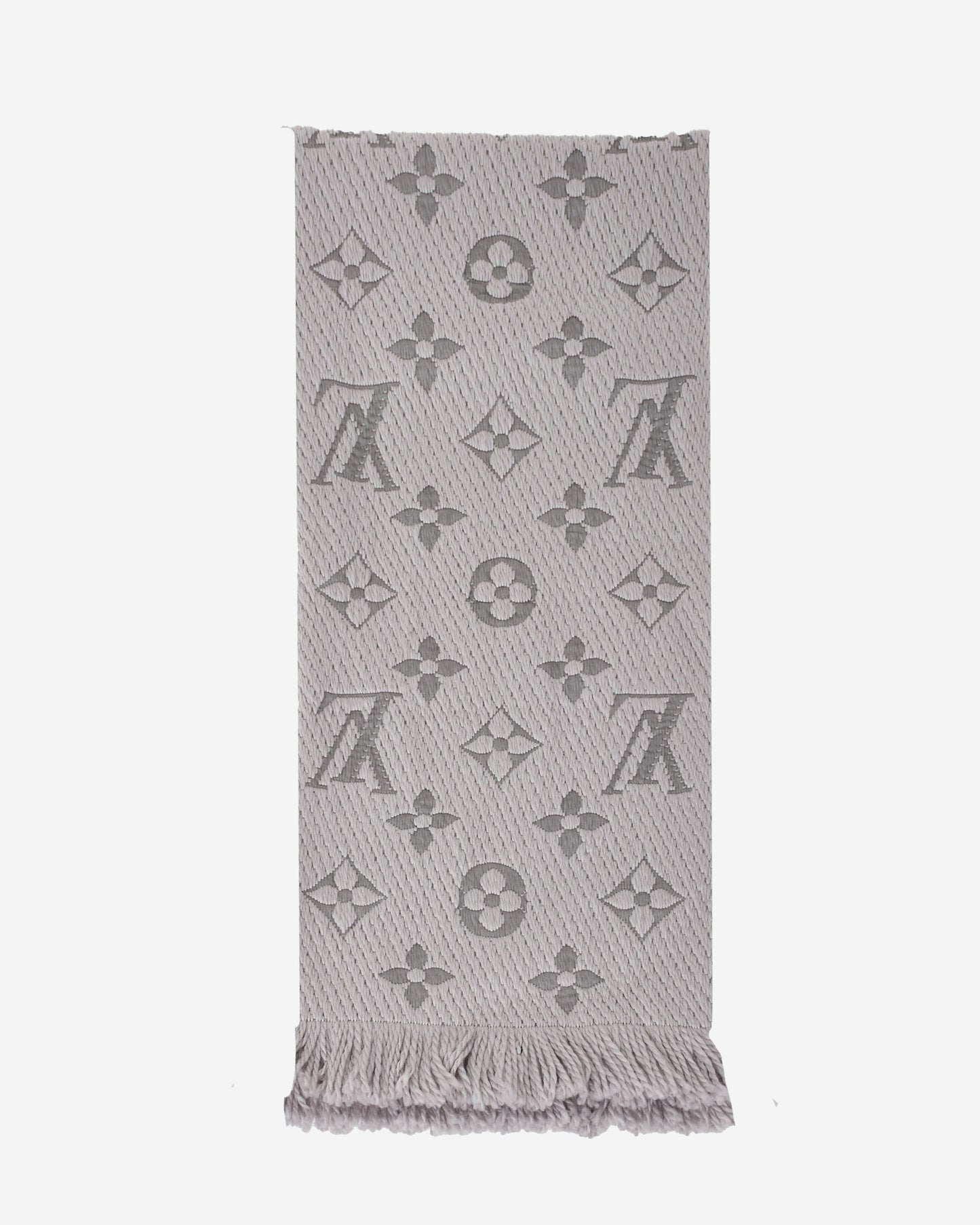 Louis Vuitton Pearl Grey Logomania Chunky Wool Scarf