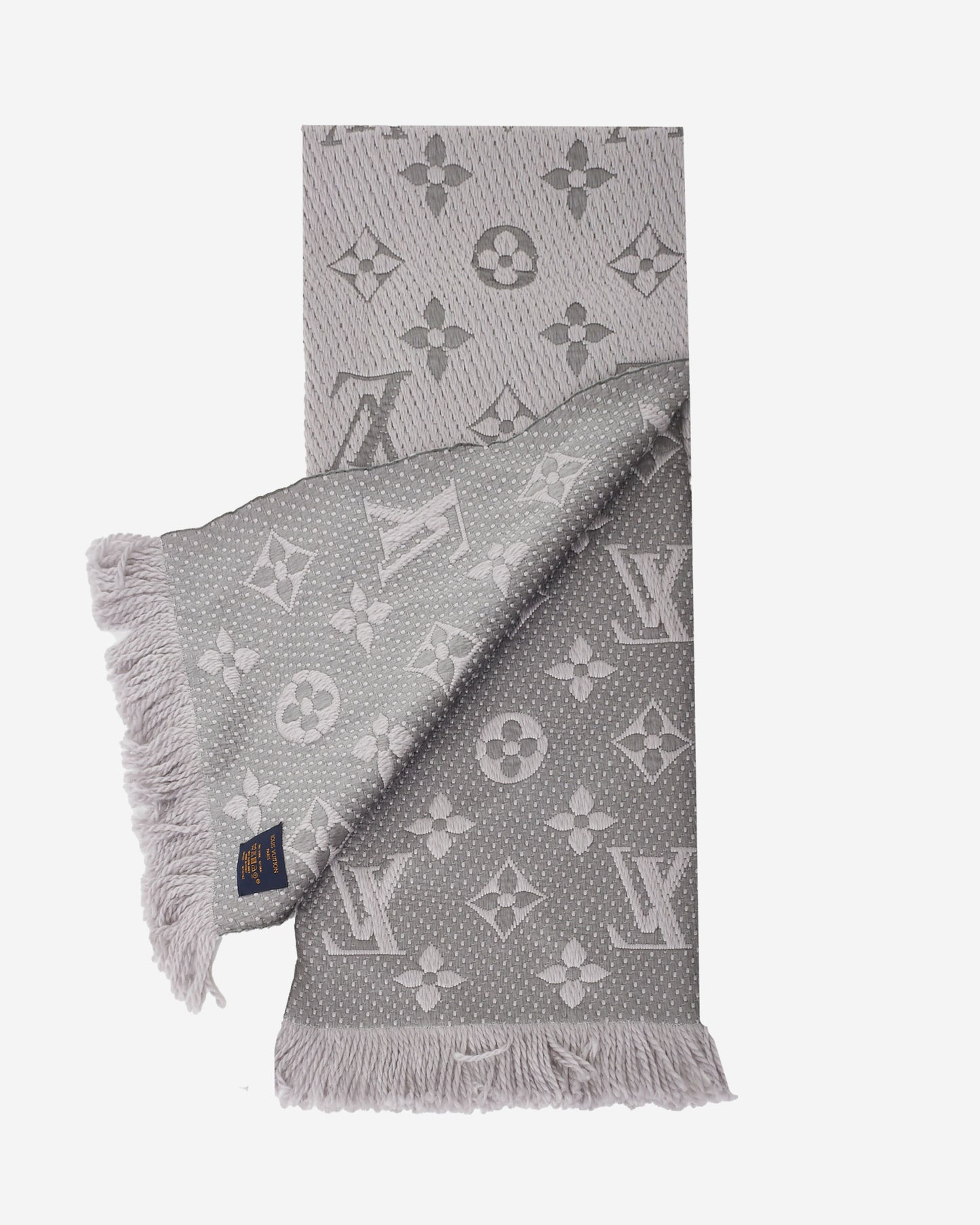 Louis Vuitton Pearl Grey Logomania Chunky Wool Scarf