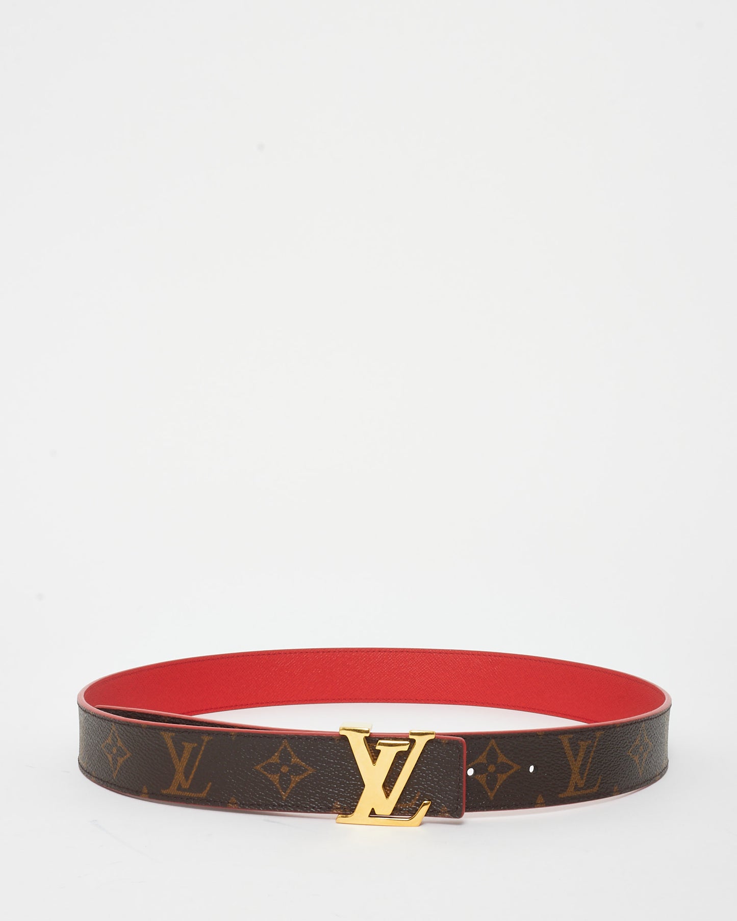 Louis Vuitton Monogram Coated Canvas & Red Reversible Logo Belt - 80/32