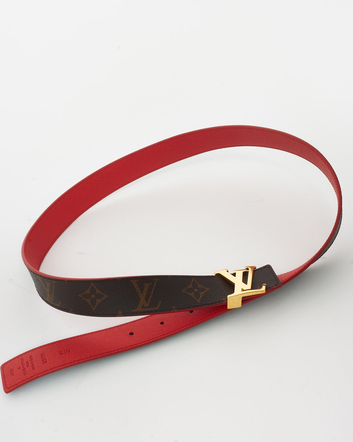 Louis Vuitton Monogram Coated Canvas & Red Reversible Logo Belt - 80/32