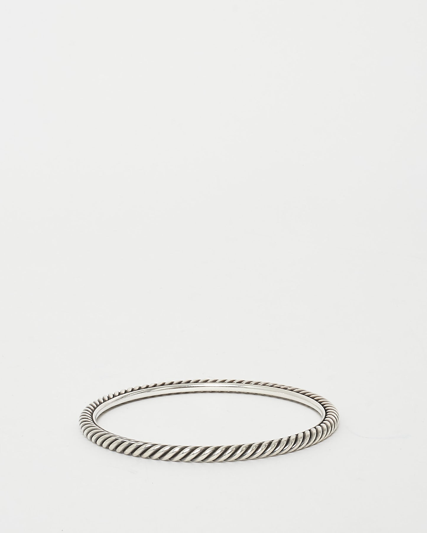 David Yurman Sterling Silver 4MM Sculpted Cable Bangle Bracelet - M