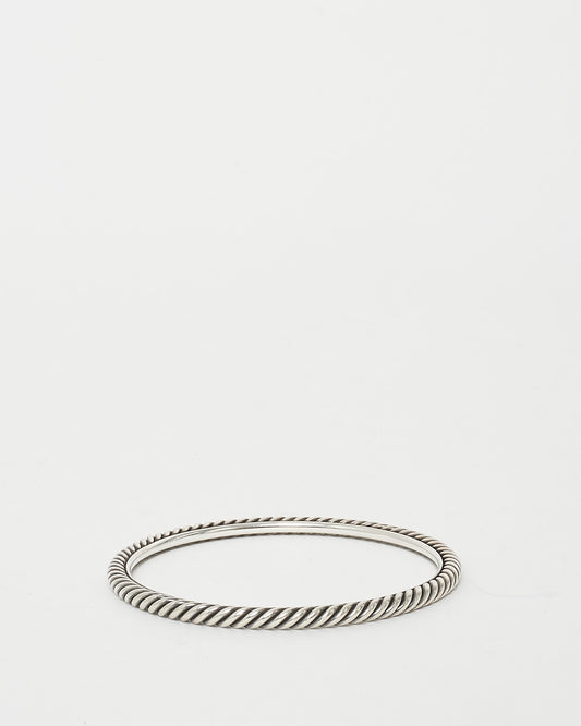 David Yurman Sterling Silver 4MM Sculpted Cable Bangle Bracelet - M