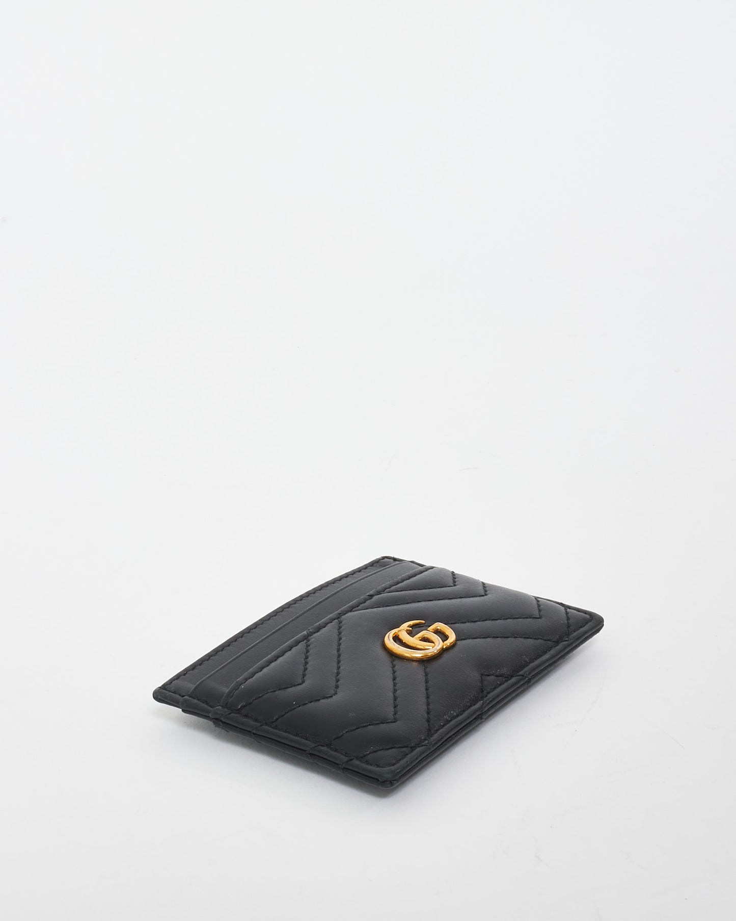 Gucci Black Leather GG Marmont Card Holder