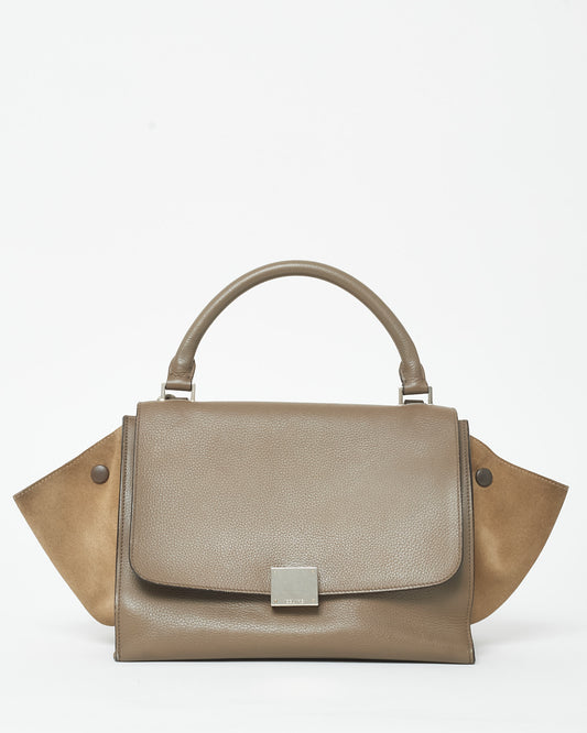 Celine Taupe Leather & Suede Mini Trapeze Bag