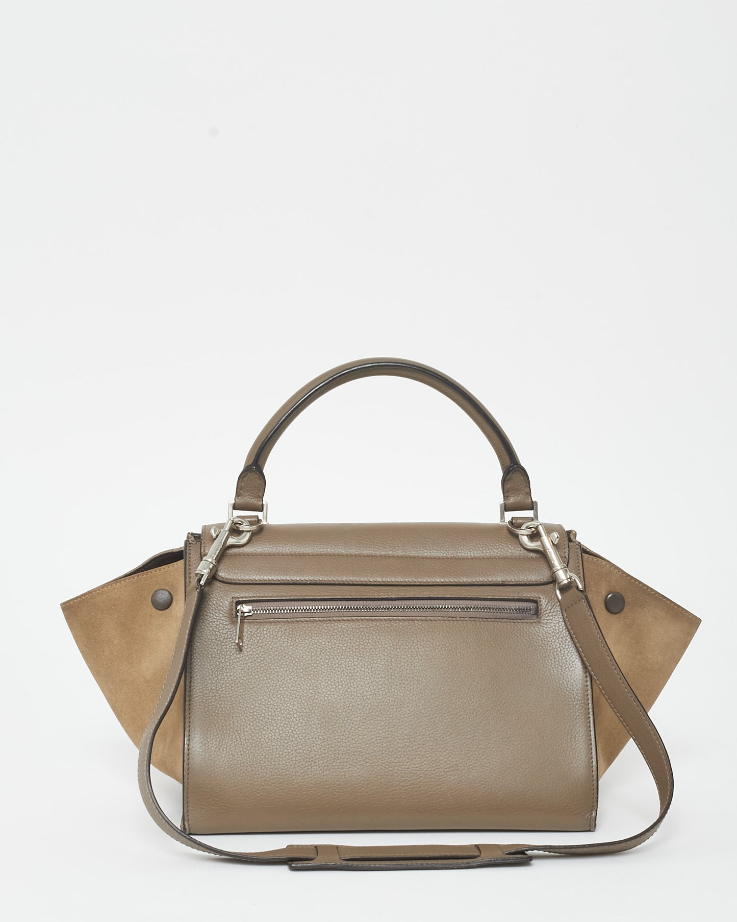 Celine Taupe Leather & Suede Mini Trapeze Bag