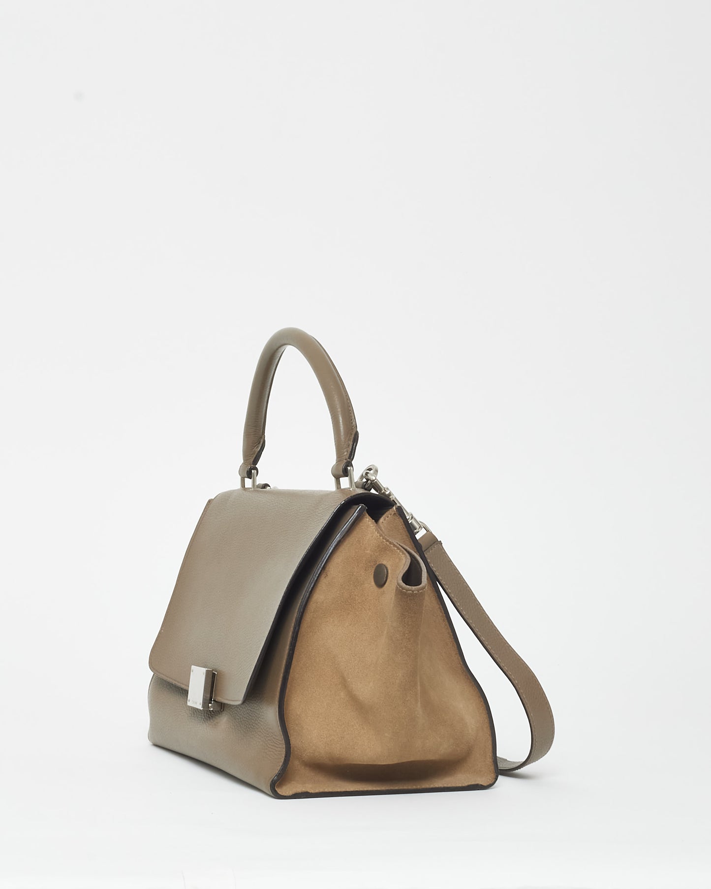 Celine Taupe Leather & Suede Mini Trapeze Bag