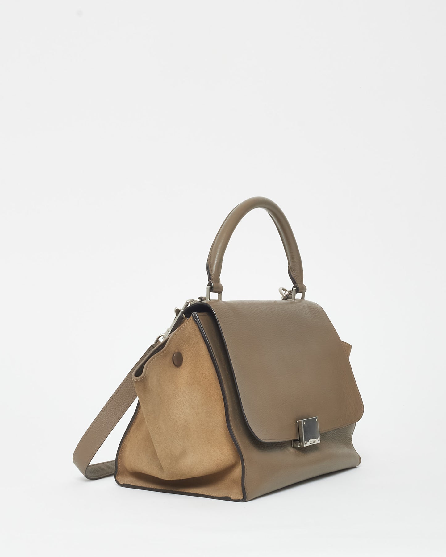 Celine Taupe Leather & Suede Mini Trapeze Bag