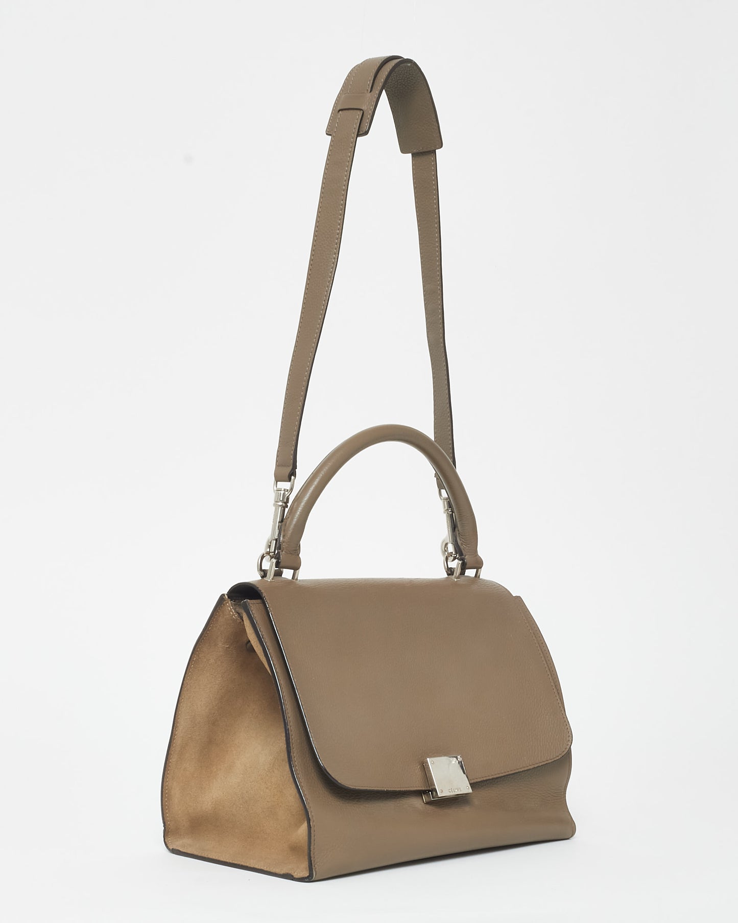 Celine Taupe Leather & Suede Mini Trapeze Bag