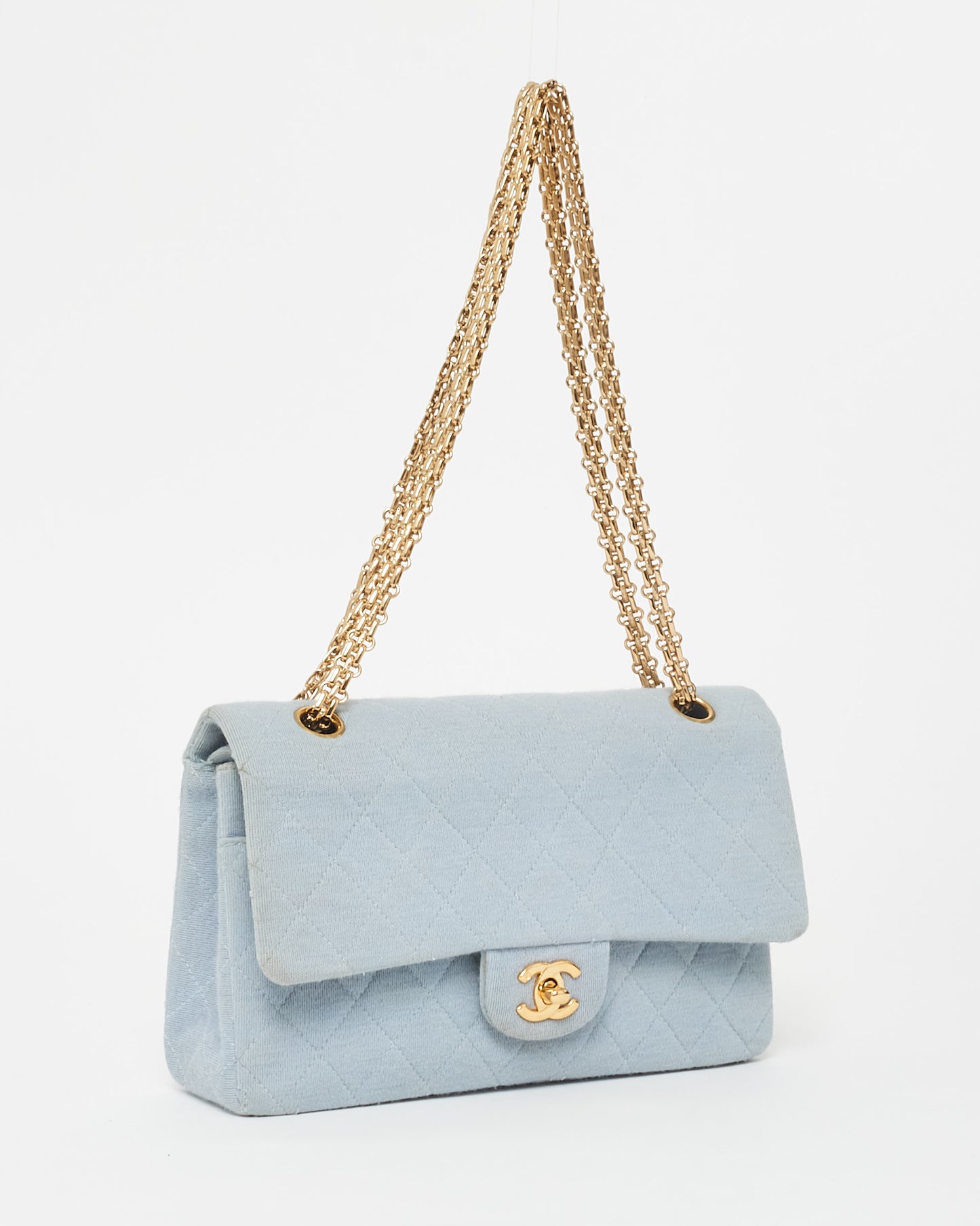 Chanel Light Blue Denim Small Double Flap Bag GHW & Reissue Chain