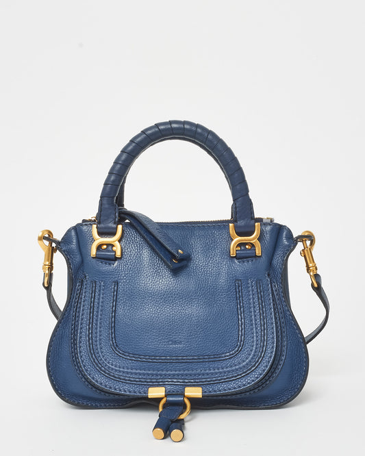 Chloé Navy Leather Mini Marcie Bag W/ Strap