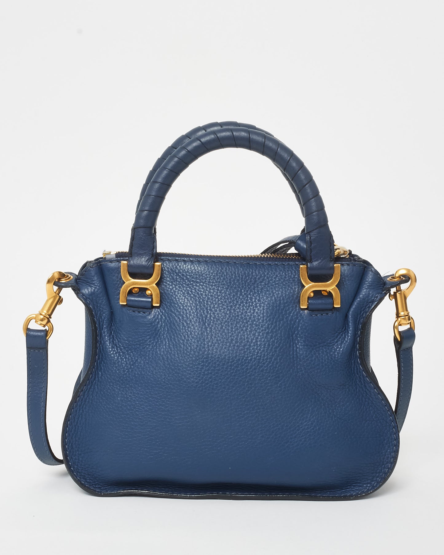 Chloé Navy Leather Mini Marcie Bag W/ Strap