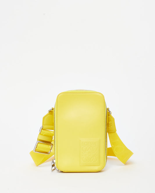 Loewe Yellow Leather Logo Vertical Pocket Crossbody Bag