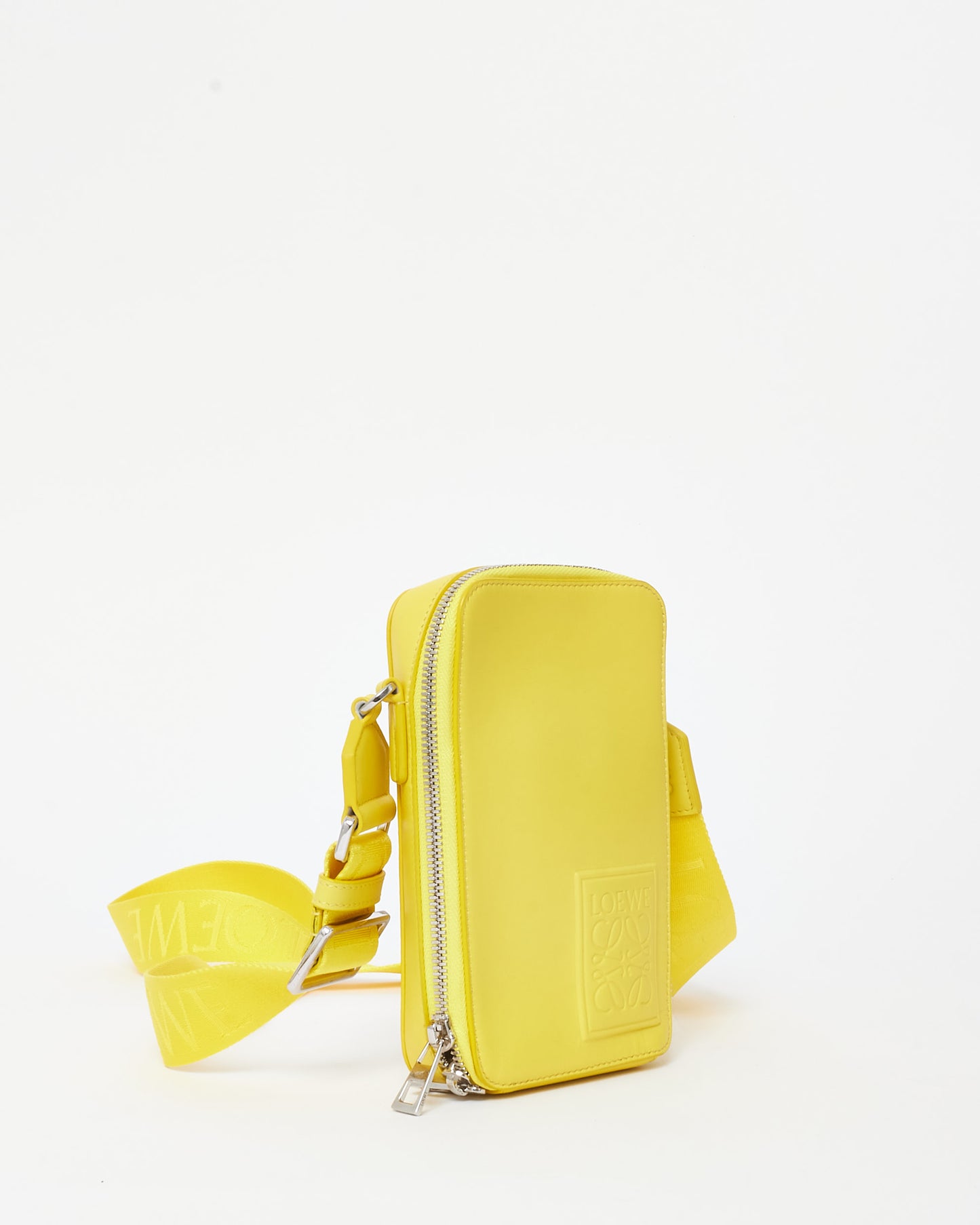 Loewe Yellow Leather Logo Vertical Pocket Crossbody Bag