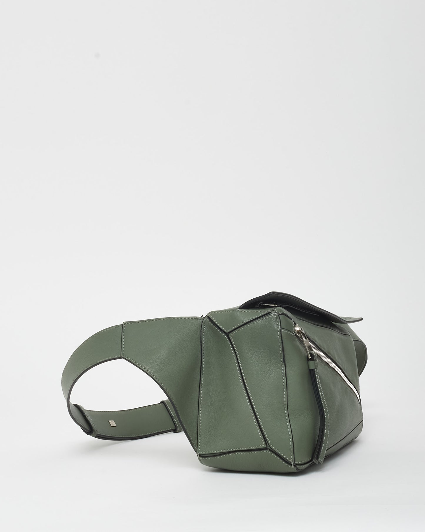 Loewe Army Green Leather Small Puzzle Bum Bag