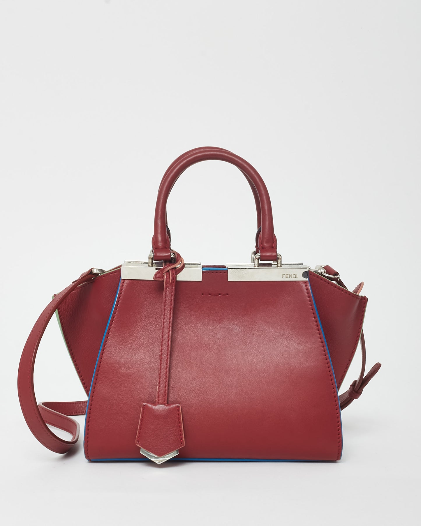 Fendi Dark Red W/ Turquoise Trim Mini 3Jours Bag