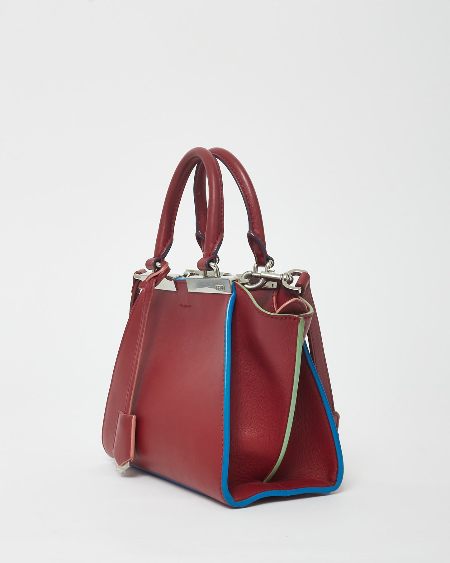 Fendi Dark Red W/ Turquoise Trim Mini 3Jours Bag