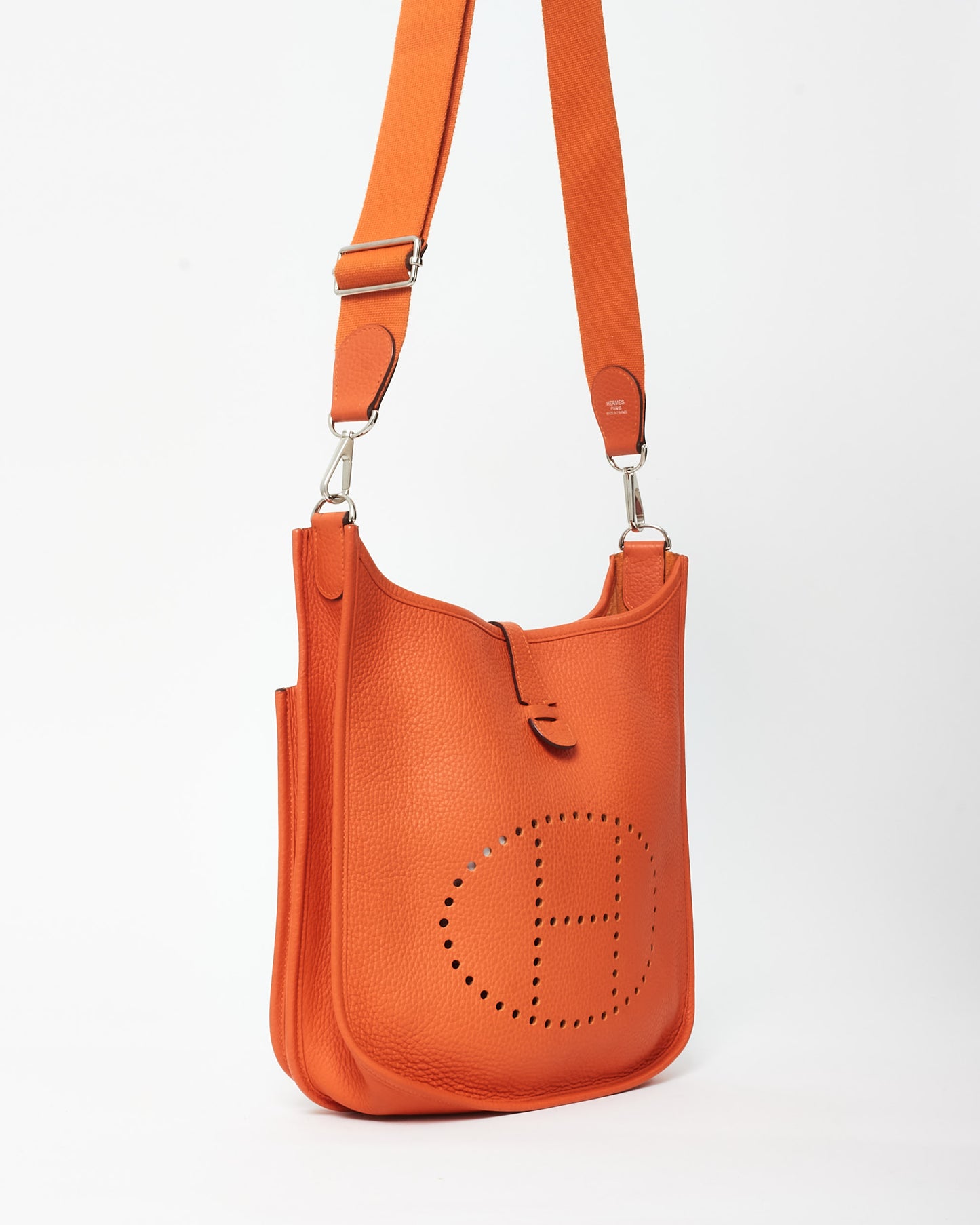 Hermès Orange Leather Evelyne PM Crossbody Bag