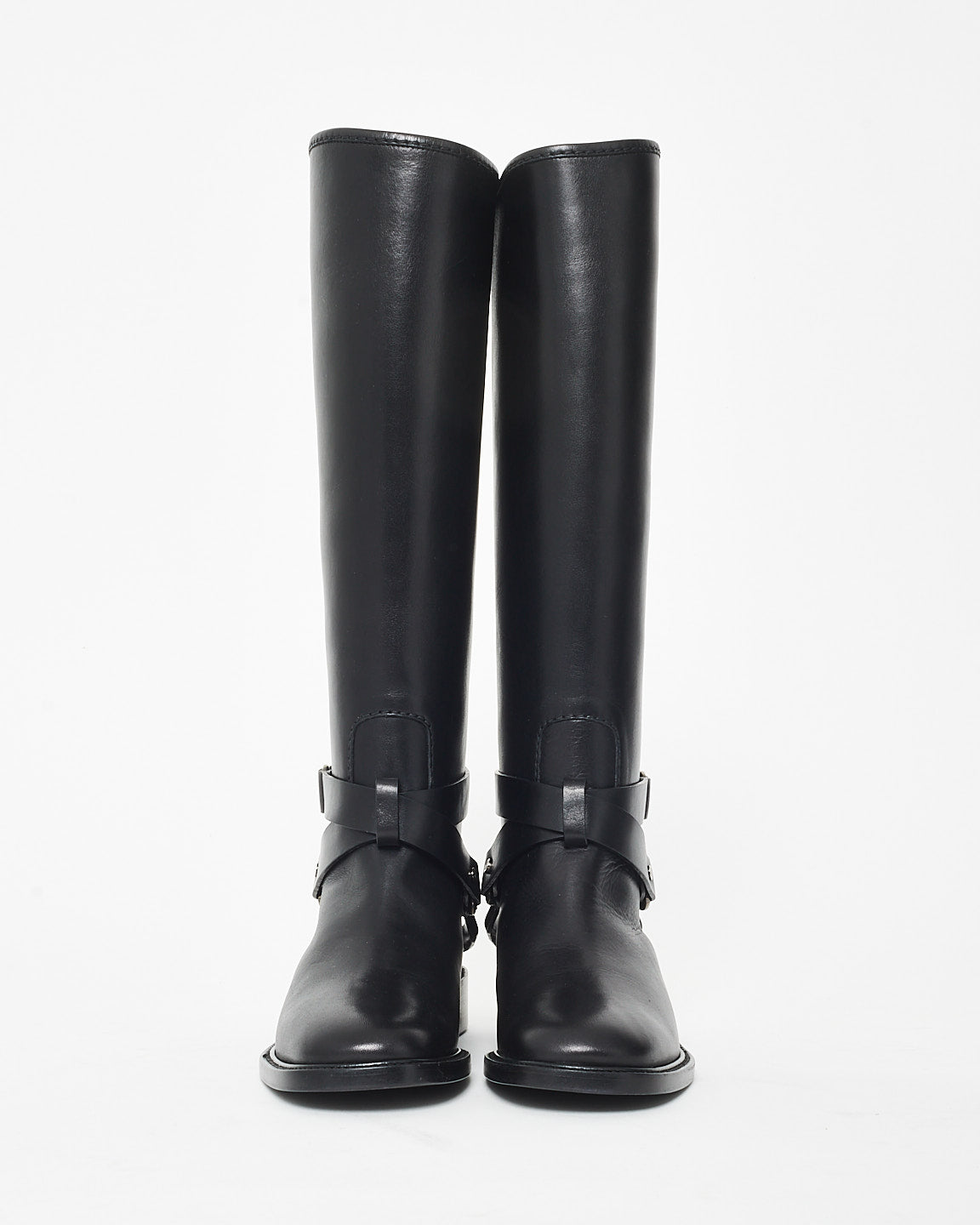 Celine Vintage Black Buckle Riding Boots - 36