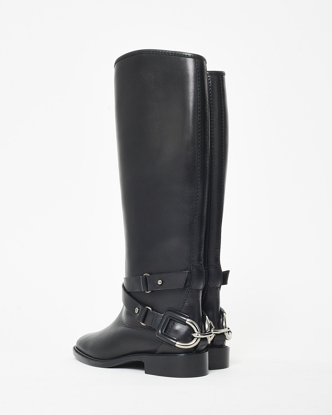 Celine Vintage Black Buckle Riding Boots - 36