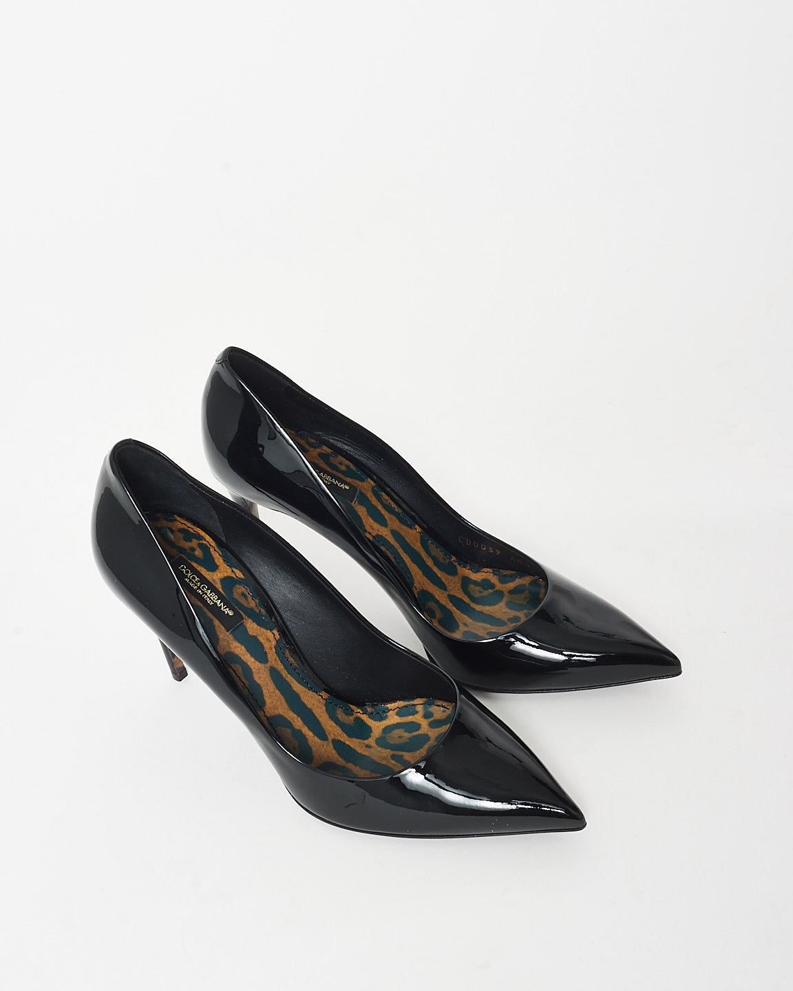 Dolce & Gabbana Black Patent Leather & Leopard Pumps - 40.5