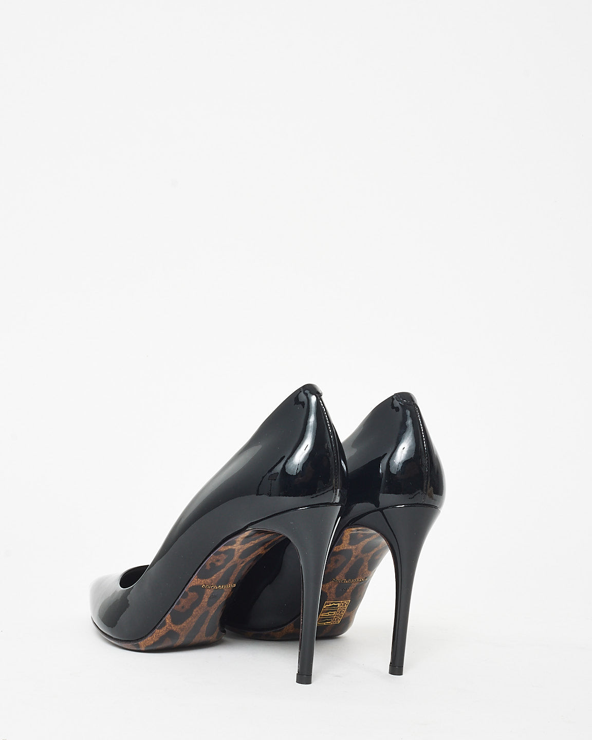 Dolce & Gabbana Black Patent Leather & Leopard Pumps - 40.5