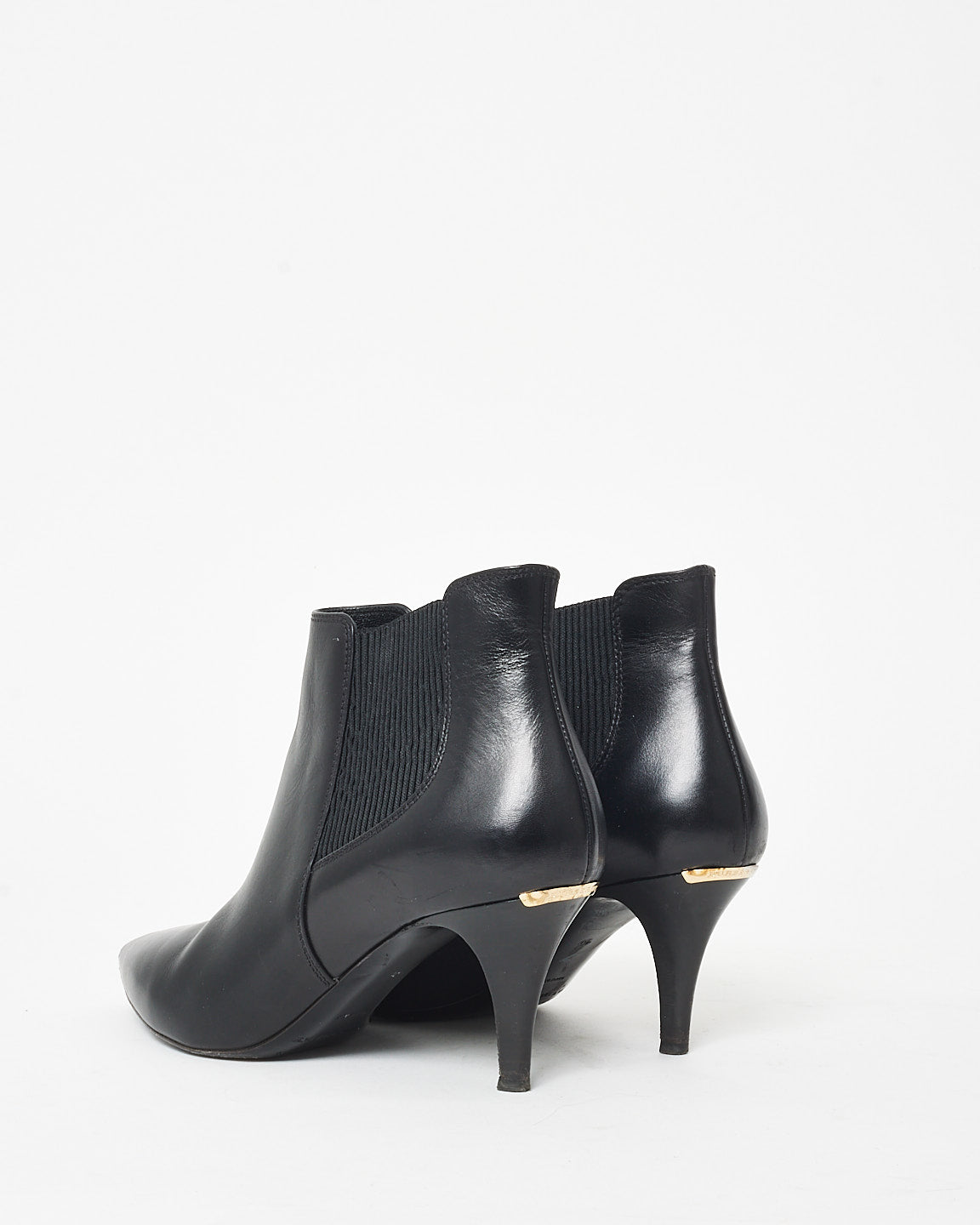 Burberry Black Leather Kitten Heel Bootie - 40