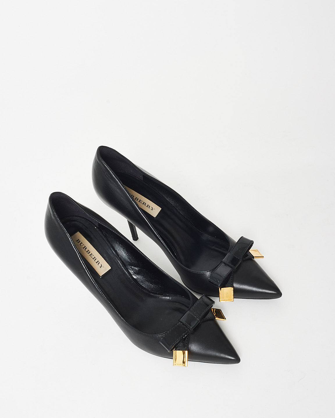 Burberry Black Leather Bow Pumps - 39.5