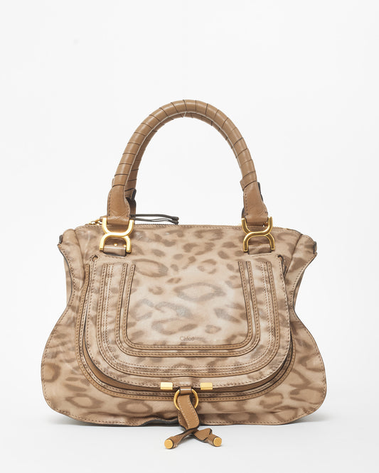 Chloé Brown & Beige Leopard Print Leather Marcie Bag