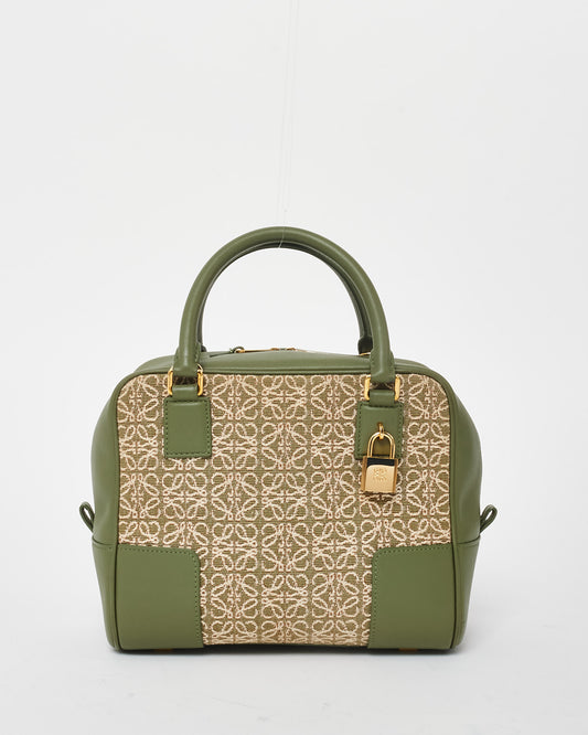 Loewe Green Anagram Jacquard Canvas & Leather Amazona 19 Tote Bag - MISSING STRAP