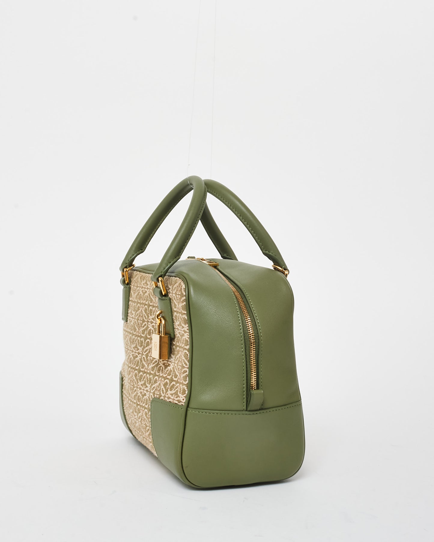 Loewe Green Anagram Jacquard Canvas & Leather Amazona 19 Tote Bag - MISSING STRAP