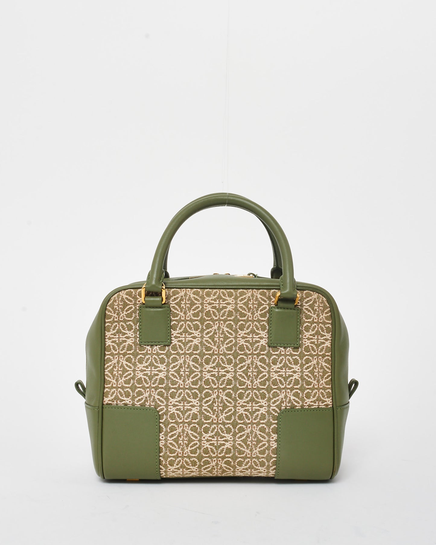 Loewe Green Anagram Jacquard Canvas & Leather Amazona 19 Tote Bag - MISSING STRAP