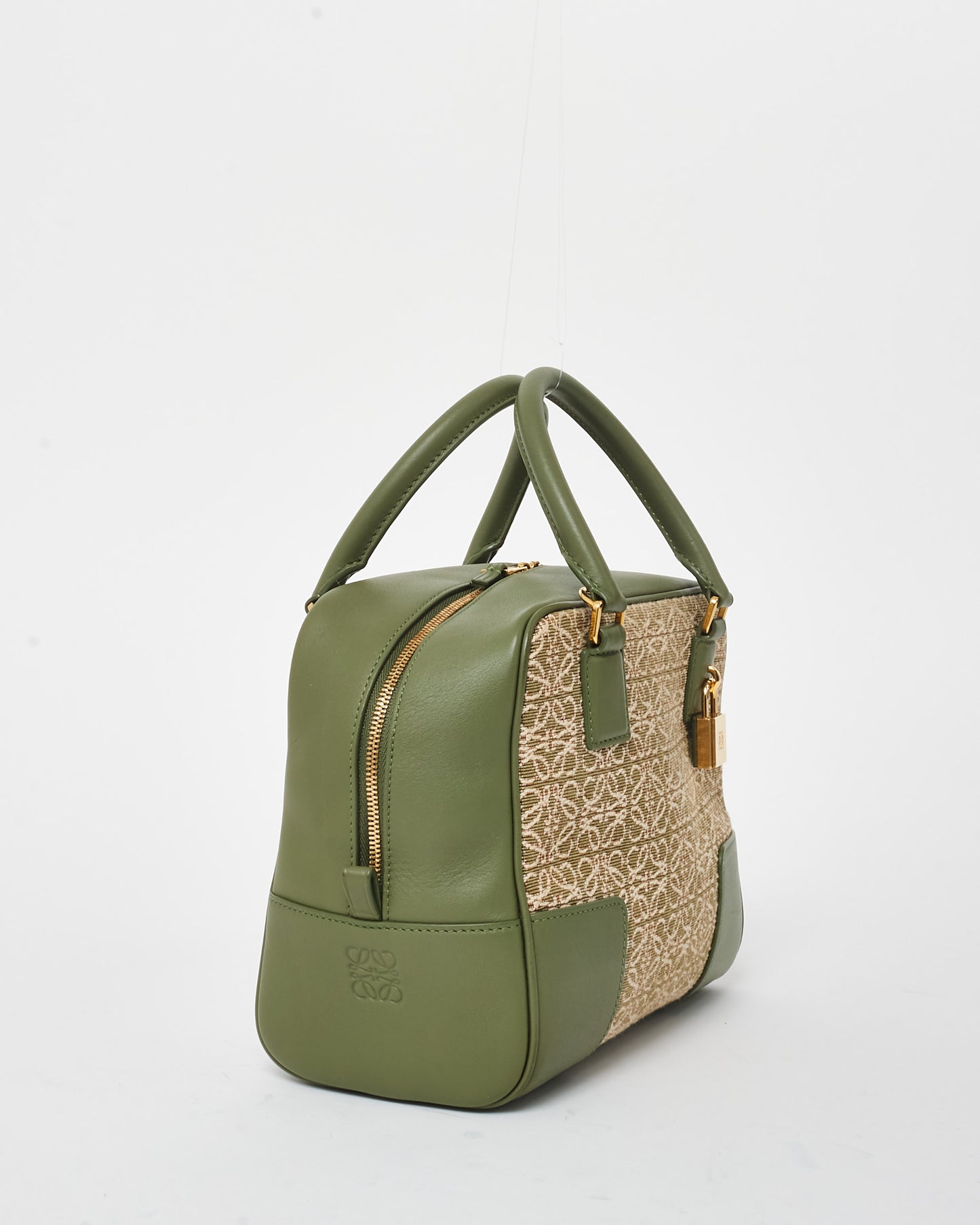 Loewe Green Anagram Jacquard Canvas & Leather Amazona 19 Tote Bag - MISSING STRAP