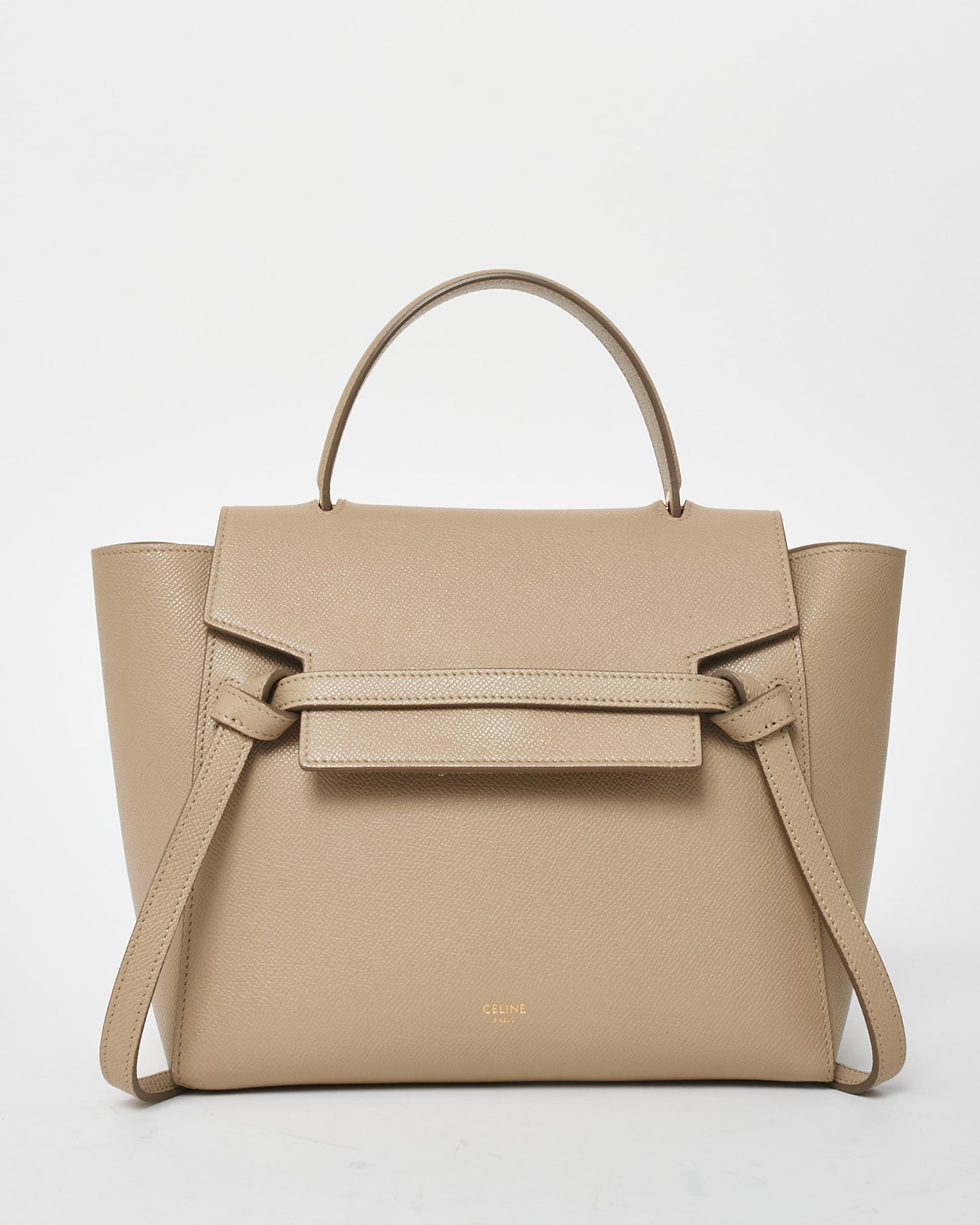 Celine Taupe/Beige Grained Leather Micro Belt Bag