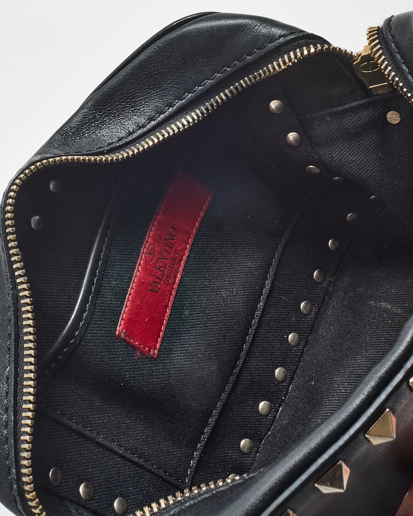 Valentino Black Leather Rockstud Camera Bag