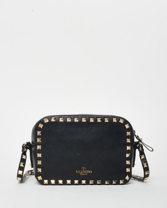 Valentino Black Leather Rockstud Camera Bag