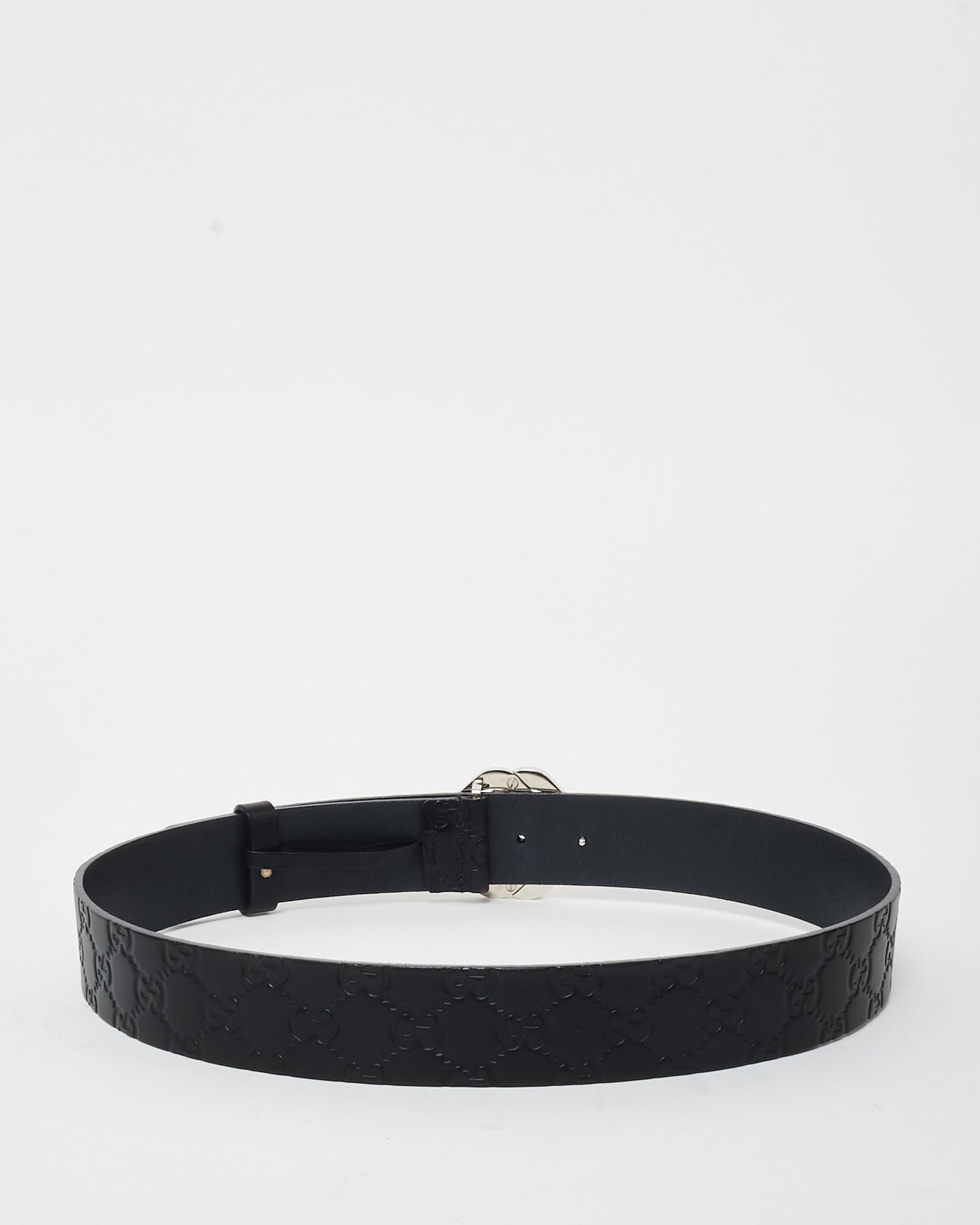 Gucci Black Guccissima Leather Square GG Belt - 85/34