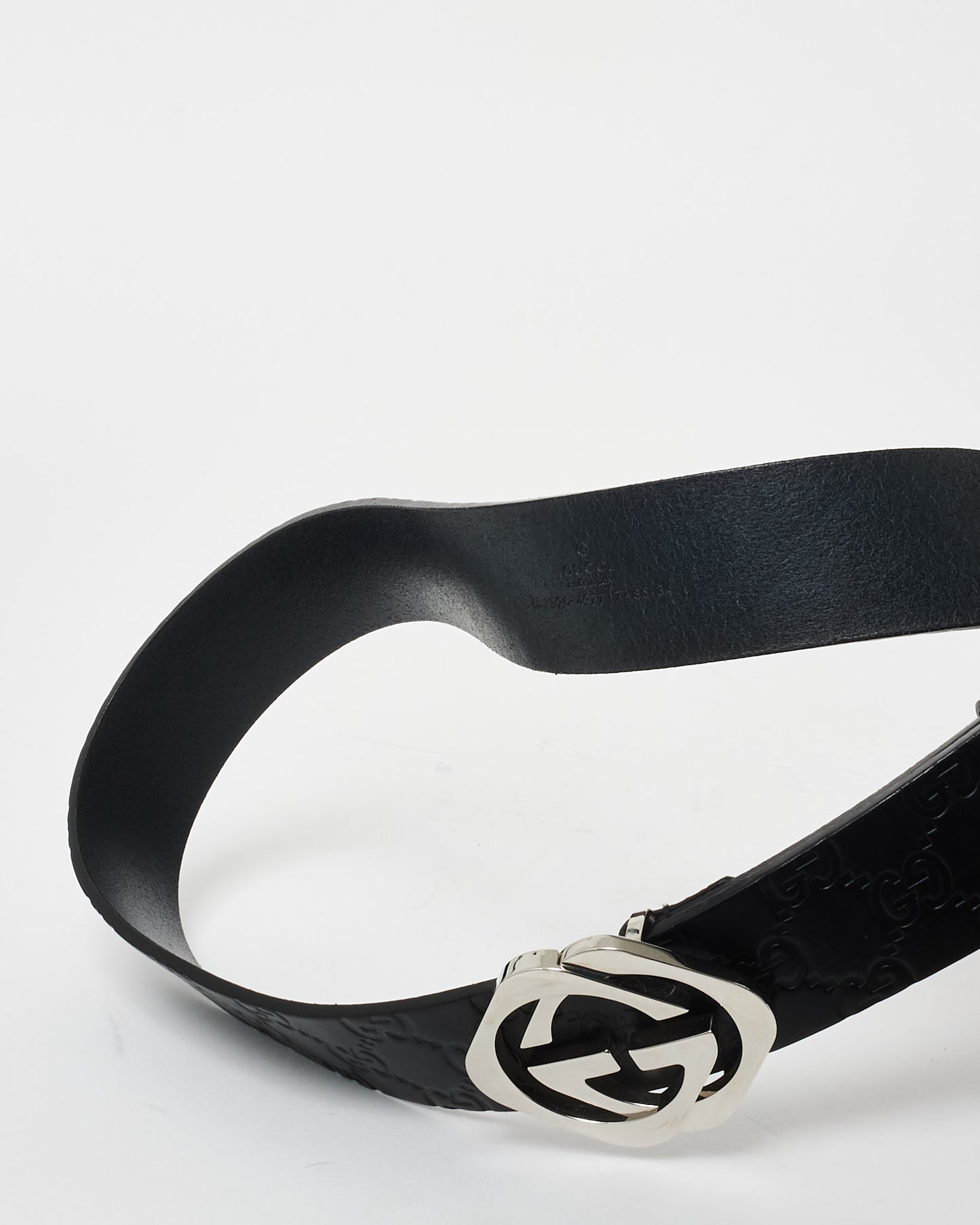 Gucci Black Guccissima Leather Square GG Belt - 85/34