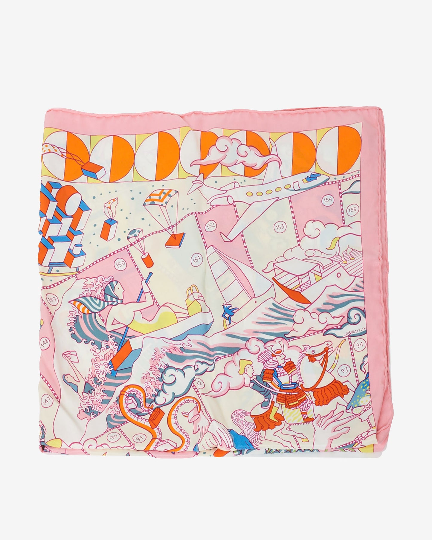 Hermès Pink Orange & Yellow Multi Silk Scarf