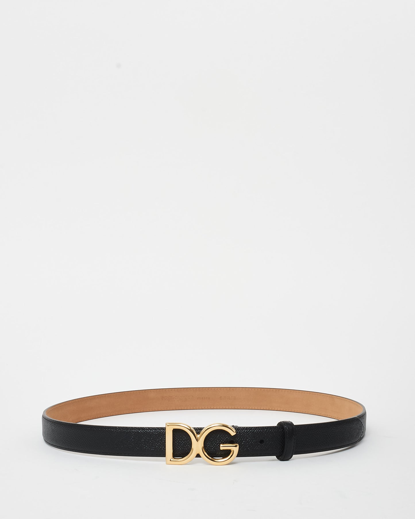 Dolce & Gabbana Black Leather Logo Belt - 95