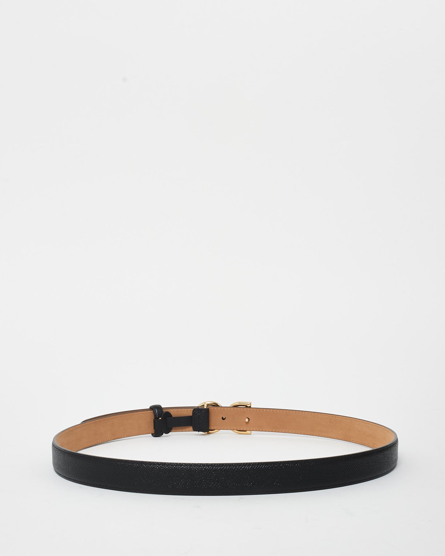 Dolce & Gabbana Black Leather Logo Belt - 95