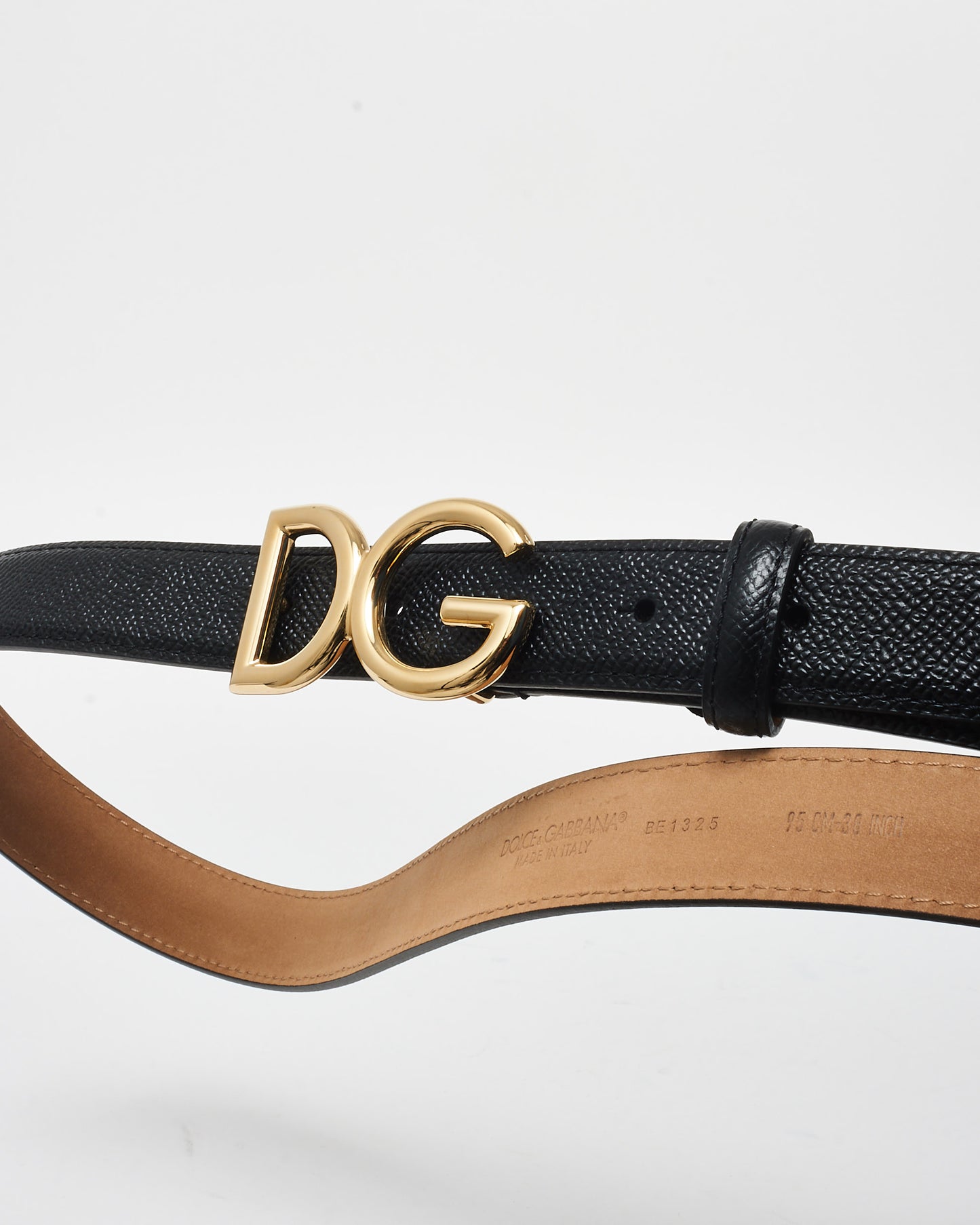 Dolce & Gabbana Black Leather Logo Belt - 95